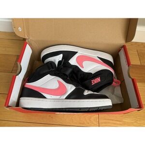Nike Court Borough Mid 2 GS Black White Pink Girl's Sneakers 6Y/ W 7.5 CD7782